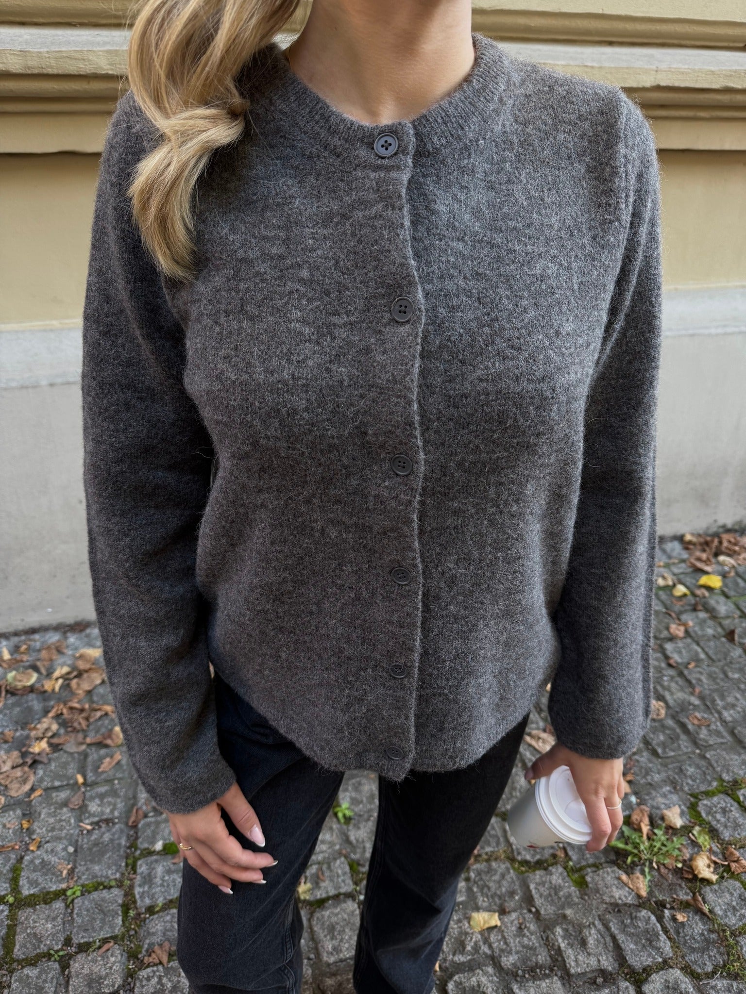 SLFLULU Knit Cardigan - Medium Grey Melange